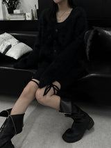 overfit blanc angora knit cardigan (unisex)