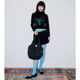 Rose Jacquard Eyelet Bag [Black]