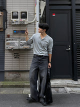 Soft henley neck long sleeve t-Shirt