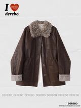 Poodle Fur Bike Leather Half Coat