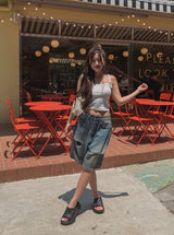 Point buckle ribbed sleeveless