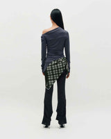 Half&Half Plaid Square Scarf 95 _ GREY