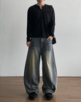 Pochi Slub Henely Neck Long Sleeve T