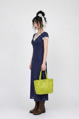 VINTAGE LACE-TRIM POLKA DOT MAXI DRESS