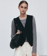 SINGLE BREASTED BUCKLE VEST_BLACK