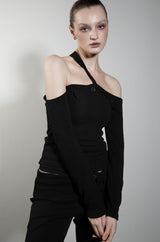 ODE DUAL BUTTON HALTER LONGSLEEVE