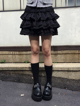Leahn Frill Tiered Banding Mini Skirt