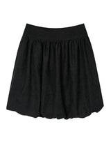 ボタン パンプキン ミディ スカート(BLACK)