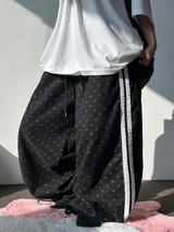 KOREAN/HIGH QUALITY 🤎 TRACK DOT WIDE SEMI BALLOON LONG PANTS 🤎🖤🐣💚 - 6 COLORS
