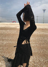 クロシェリボンニット