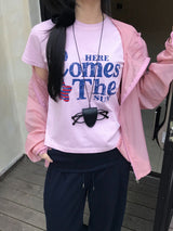 Tiny Summer Comes Strar レタリング半袖Tシャツ