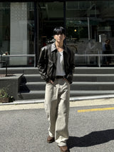Kai zipper leather jacket