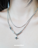 [Aespa Winter,Purplekiss Dosie Pick](Surgical Steel) Black Oriental Square Layered Necklace