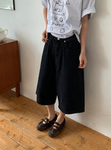 [unisex] ハチ ボーイフィット バミューダ デニムパンツ
