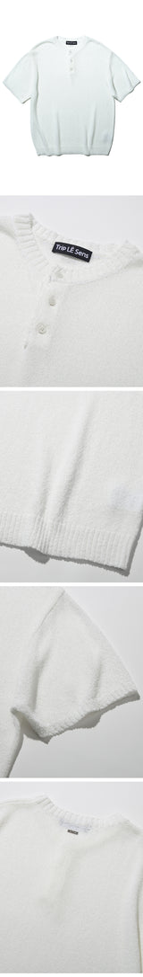 クラウドサマーヘンリーネックニット_White