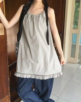 Limit String Frill Sleeveless One-piece