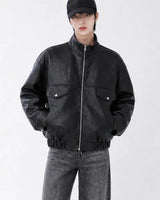 (UNISEX) Rush Crop Leather Jacket