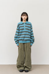 Sage Button Collar Knit