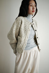 Boucle wool cardigan, Oatmeal