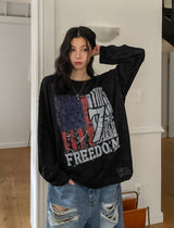フレームヴィンテージプリントロングスリーブTシャツ