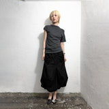 ASYMMETRIC DRAPED T-SHIRT: CHARCOAL