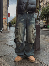 シュンラサールピンタックカーゴデニムパンツ