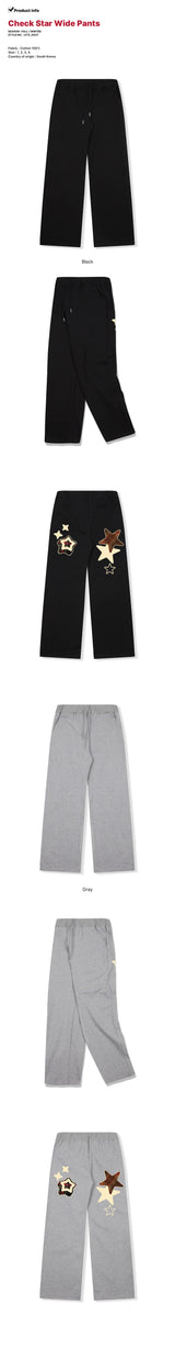 Check Star Wide Pants - 2COLOR