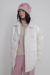 90% white duck down double-color shirt-style small lapel design down jacket