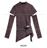 Pony Incision Wrap Knit Turtleneck