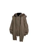 RELABEL Spatial Relations (Fallen Blossoms) Water-washed, colour-faded wool beanie Detachable zip-up cardigan Oversized silhouette heavyweight sweatshirt