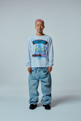 Street league artwork damage washing over-crop fit long sleeve (Melange)