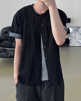 Moment Check Roll-Up Short Sleeve Cardigan