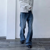 Flared Washed Denim Trousers