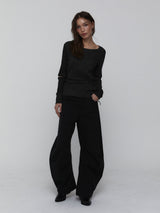 Curved Cotton Pants_Black