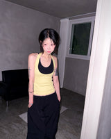 (2color) Shirring Wide Nylon Banding Pants