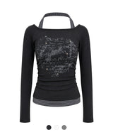 Yvette Halter Graphic Layered Top