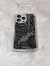 [Magsafe]ブラック ヴェール レース ジェル ハード フォンケース