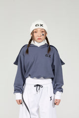 6X フーディ（クロップ）（スモーキーグレー）
