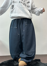 MINK🐻🧸RIVET STRING LONG WIDE PANTS 💙🖤2COLOR