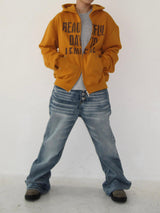 Vintage Graphic Lettering Two-Way Zip Hoodie (3c)