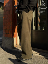City wool one tuck wide pants