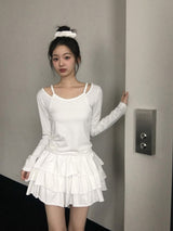 [MADE] Petal, dot wide U-neck T-shirt