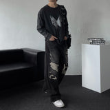 バタフライプリント長袖Tシャツ (DP779389802718)