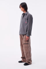 FINE PLAID RANDOM STITCH SILVER THREAD LOGO SQUARE LABEL HEM COLOR-TOOTH ZIPPER SIDE HAND-SEWN BUTTON SHIRT