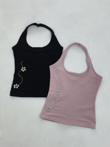 Flower Stud Halter Top