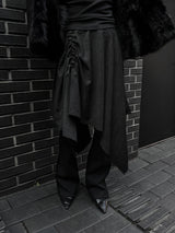 suede shirring draped skirt