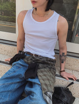 Mega washing checked layered shirt