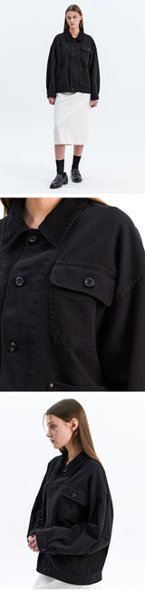 CANVAS COTTON WORK JACKET_BLACK