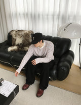 No.1698 stripe side button KNIT (3color)