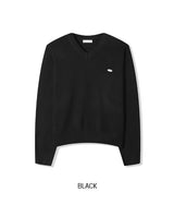 カフVネッククロップドニット